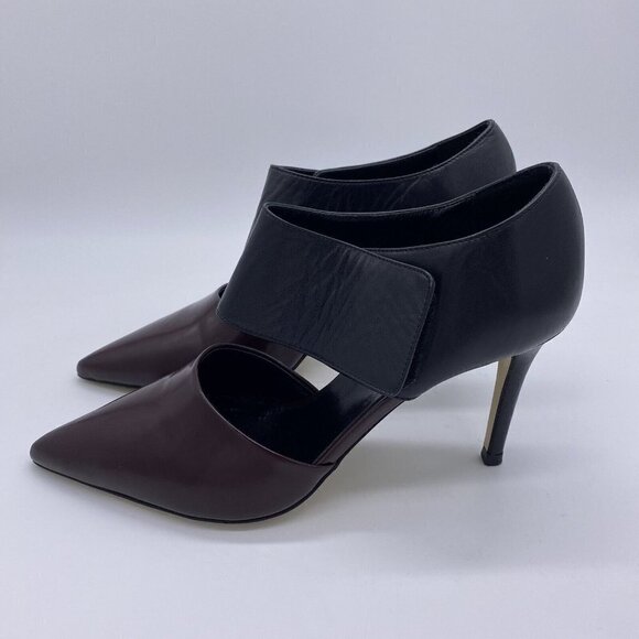 M. Gemi The Cima Pointed Toe Pumps Black Burgundy Leather Heels - Picture 5 of 12